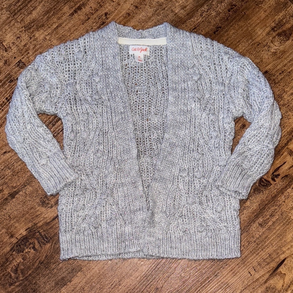 Cat & Jack Textured Gray Cardigan girls size 2t